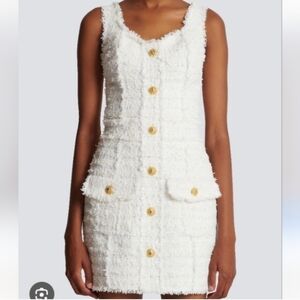 Paris Boutique White Tweed Dress Size 36